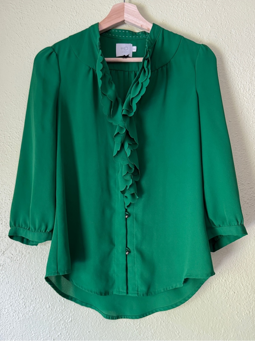 HD in Paris Emerald Green Ruffle Front Blouse